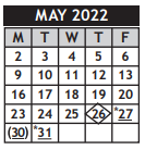 District School Academic Calendar for Wilbur Middle School for May 2022