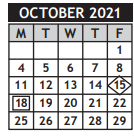 District School Academic Calendar for South High for October 2021