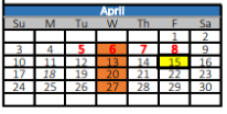 District School Academic Calendar for Wills Point Junior High for April 2022