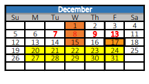 District School Academic Calendar for Wills Point Primary School for December 2021