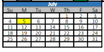 District School Academic Calendar for Earnest O Woods Intermediate for July 2021