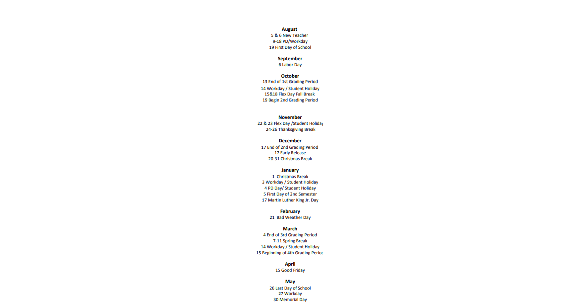 District School Academic Calendar Key for Wills Point Junior High