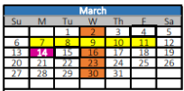 District School Academic Calendar for Earnest O Woods Intermediate for March 2022