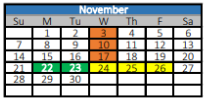 District School Academic Calendar for Wills Point High School for November 2021