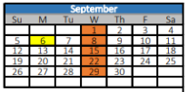 District School Academic Calendar for Wills Point High School for September 2021