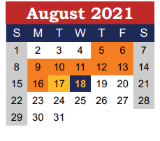 District School Academic Calendar for Wimberley Junior High for August 2021