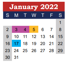 District School Academic Calendar for Bowen Intermediate for January 2022