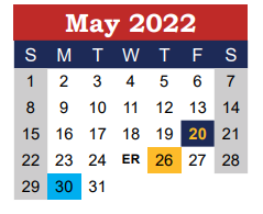 District School Academic Calendar for Wimberley Junior High for May 2022