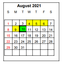 District School Academic Calendar for Winnsboro Elementary for August 2021