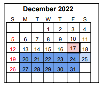 District School Academic Calendar for Lake Country Learning Center for December 2021