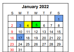 District School Academic Calendar for Lake Country Learning Center for January 2022