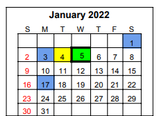 District School Academic Calendar for Winnsboro Elementary for January 2022