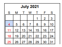 District School Academic Calendar for Lake Country Learning Center for July 2021