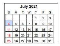 District School Academic Calendar for Winnsboro Elementary for July 2021