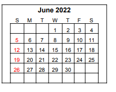 District School Academic Calendar for Memorial Middle for June 2022