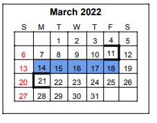 District School Academic Calendar for Winnsboro High School for March 2022