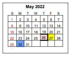 District School Academic Calendar for Winnsboro Elementary for May 2022