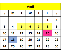 District School Academic Calendar for Smith Co J J A E P for April 2022