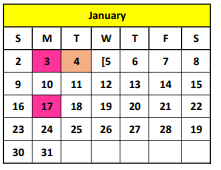 District School Academic Calendar for Smith Co J J A E P for January 2022