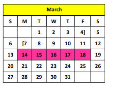 District School Academic Calendar for Smith Co J J A E P for March 2022