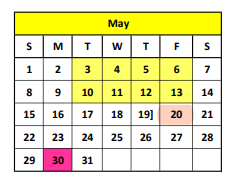 District School Academic Calendar for Smith Co J J A E P for May 2022