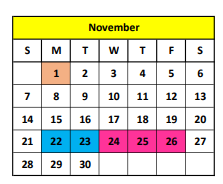 District School Academic Calendar for Smith Co J J A E P for November 2021