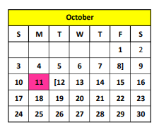 District School Academic Calendar for Winona Intermediate for October 2021