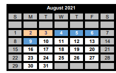 District School Academic Calendar for Wolfe City Middle for August 2021