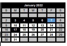 District School Academic Calendar for Wolfe City High School for January 2022