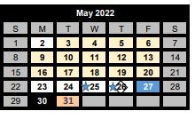 District School Academic Calendar for Wolfe City Middle for May 2022