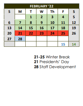 District School Academic Calendar for Woodville Middle for February 2022