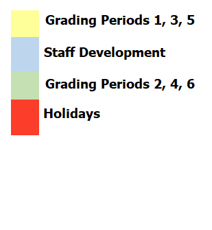 District School Academic Calendar Legend for Woodville Intermediate