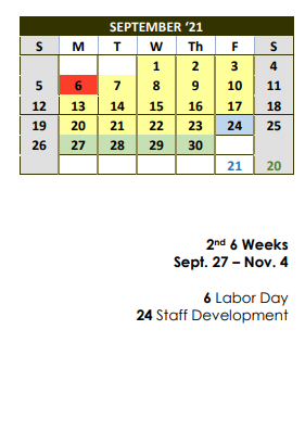 District School Academic Calendar for Woodville Intermediate for September 2021