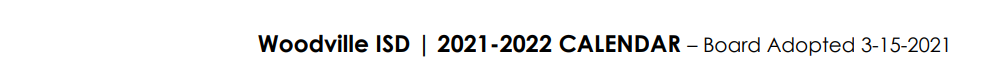 District School Academic Calendar for Woodville Elementary