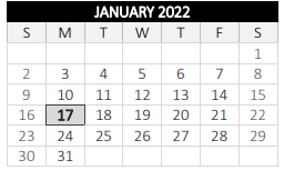 District School Academic Calendar for Rice Square for January 2022