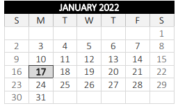 District School Academic Calendar for Canterbury for January 2022