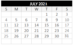 District School Academic Calendar for South High Community for July 2021