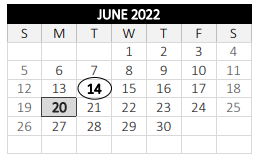 District School Academic Calendar for Flagg Street for June 2022