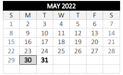 District School Academic Calendar for University Pk Campus Sch for May 2022