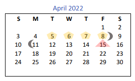 District School Academic Calendar for G O A L S Program for April 2022