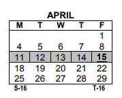 District School Academic Calendar for Paideia School 15 for April 2022