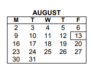 District School Academic Calendar for Commerce Middle School for August 2021