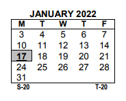 District School Academic Calendar for School  5 for January 2022