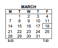 District School Academic Calendar for Montessori School 27 for March 2022
