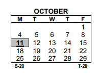 District School Academic Calendar for School 23 for October 2021