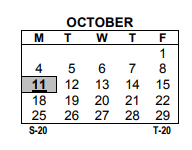 District School Academic Calendar for Montessori School 27 for October 2021