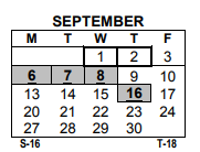 District School Academic Calendar for School  5 for September 2021