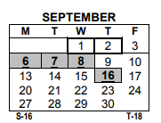 District School Academic Calendar for Montessori School 27 for September 2021