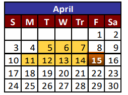 District School Academic Calendar for Vista Hills Elementary for April 2022