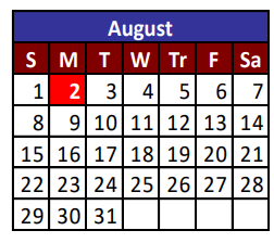 District School Academic Calendar for J M Hanks High School for August 2021